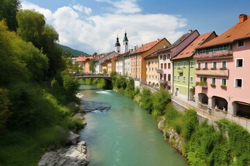 Fototapeta na wymiar The Austrian town Unterpremstätten in the state of Styria. Generative AI