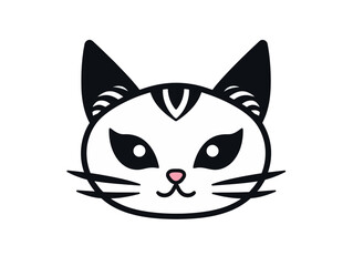 Doodle Cat Mask, cartoon sticker, sketch, vector, Illustration, minimalistic