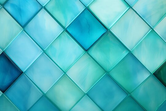 Translucent aquamarine glass tile background divided by the pieces
