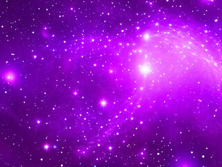 Digital purple particles wave and light abstract background with shining dots stars