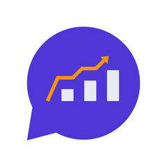 Icon Chat Chart Statistic, single icon, Flat line color filled and Colorfull icon
