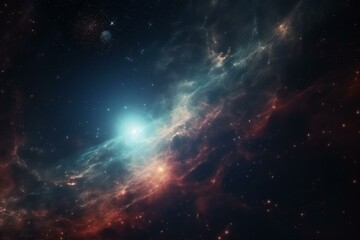 Fototapeta na wymiar Enigmatic cosmic scene with nebula and stars in deep space. Generative AI