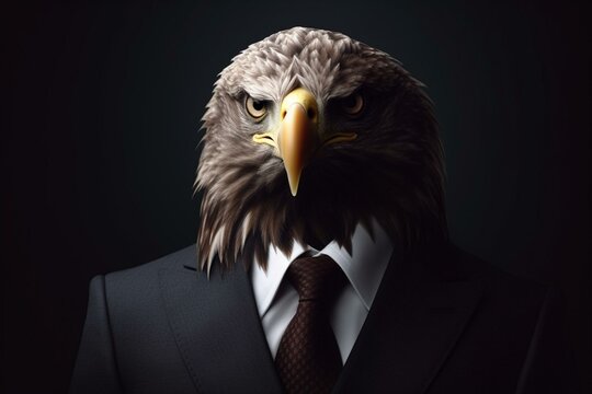 Isolated Eagle In Suit Exuding A Business Personality. Generative AI