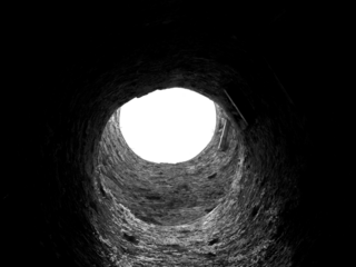 Stone well hole isolated over transparent background png illustration, old construction from inside, brick well walls, fall down in the well concept