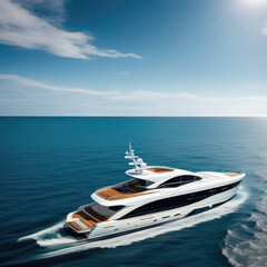White luxury yacht sailing in ocean