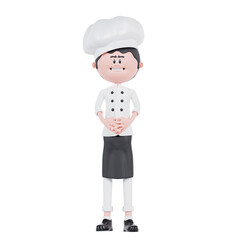 3d cartoon chef is standing