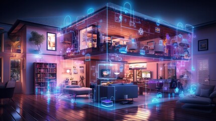 A Glimpse into the Connected Smart Home of Tomorrow. - obrazy, fototapety, plakaty