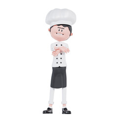 3d cartoon chef cross the hand illustration
