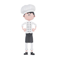 3d cartoon chef angry pose