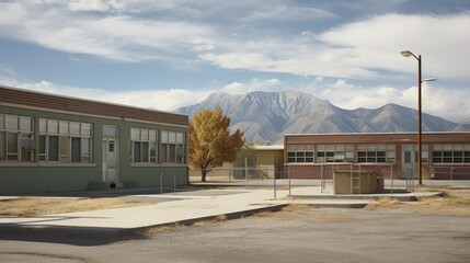 Fototapeta na wymiar American school s exterior