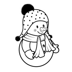 Black Doodle Cute Snowman.