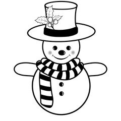 Black Doodle Cute Snowman.