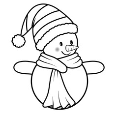 Black Doodle Cute Snowman.