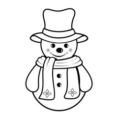 Black Doodle Cute Snowman.