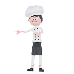 3d cartoon chef pointing to right