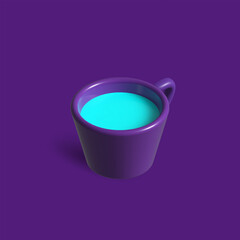 3d illustration of a purple teacup. the perfect illustration for a laid-back and relaxing holiday.