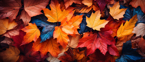 Naklejka na ściany i meble Colorful Autumn Leaves on the Ground
