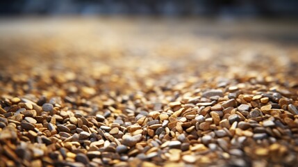 Obraz premium Close up of gravel pile on a construction site for road building Background includes sand and selective focus