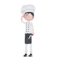 3d cartoon chef respectfully pose