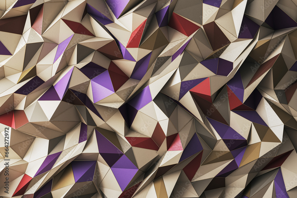 Poster creative golden geometric background. landing page concept. 3d rendering.