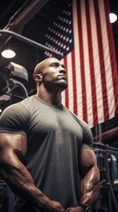 Powerful American Flag Workout. Fictional characters created by Generated AI.