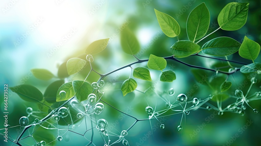 Poster Biochemical structure of plant as background with copy space for text A blend of nature and science