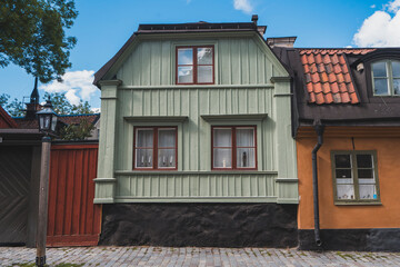 old house with windows in stockholm