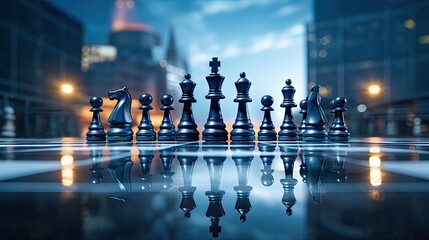 Obraz premium Chess game image as a representation of business competition strategy leadership and success