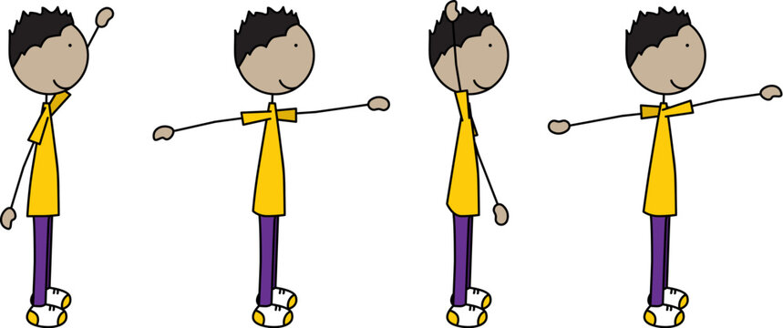 Happy kid exercises - rotating arms