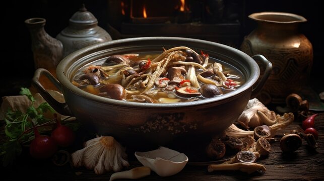 Chinese vegetarian food festival featuring braised fish maw soup and shiitake mushrooms