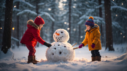 Geschwister im Schnee, gen ai