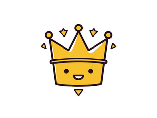 Doodle Crowned star, cartoon sticker, sketch, vector, Illustration, minimalistic