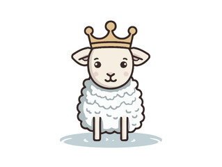 Doodle Crowned lamb, cartoon sticker, sketch, vector, Illustration, minimalistic
