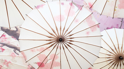 Hand-painted Chinese and Japanese traditional oil-paper umbrellas with flowers