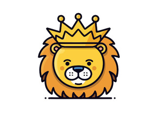 Doodle Crowned lion, cartoon sticker, sketch, vector, Illustration, minimalistic