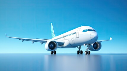 Obraz premium Airplane on light blue background travel concept