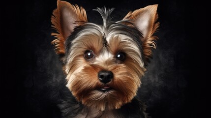 Close up portrait of an adorable well groomed Yorkshire Terrier