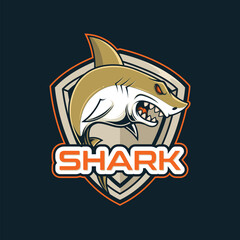 Vector shark mascot logo templates for sports and gaming team isolated 