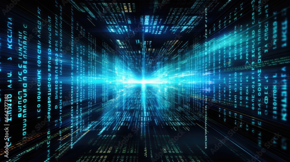 Fototapete Binary code displayed on a digital screen Security concept