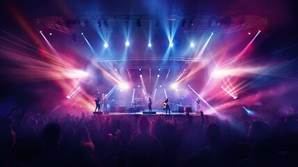 Fototapeta na wymiar Concert stage lighting with blurry background