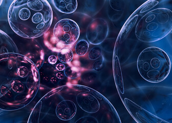 Abstract science concept fractal art background. Infinite cells inside cells. - obrazy, fototapety, plakaty