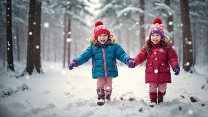 Geschwister im Schnee, gen ai