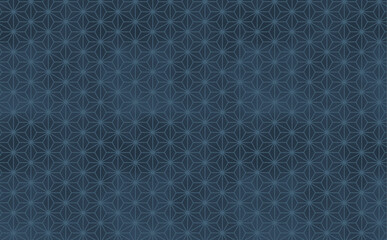 紺の手書き風麻の葉模様