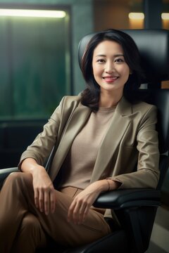 professional Asian woman in business attire. Fictional characters created by Generated AI.