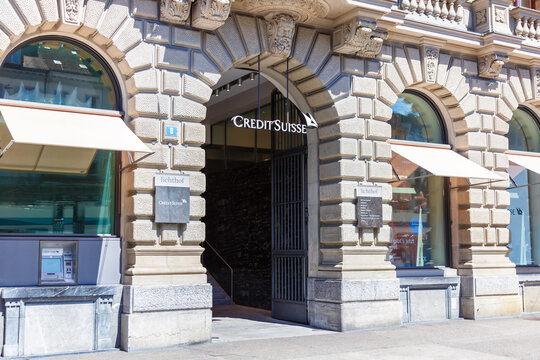 Credit Suisse Bank company headquarters at Paradeplatz in Zurich, Switzerland