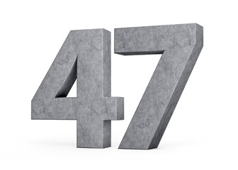Obraz premium 3d Concrete Number Forty seven 47 Digit Made Of Grey Concrete Stone On White Background 3d Illustration