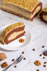 Chocolate roll with banana