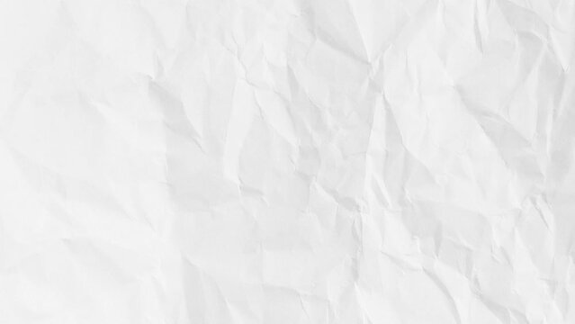 background animation white crumpled paper. Realistic cartoon wrinkled surface texture in modern trendy stop motion style.	