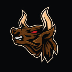 Head Buffalo Mascot Logo