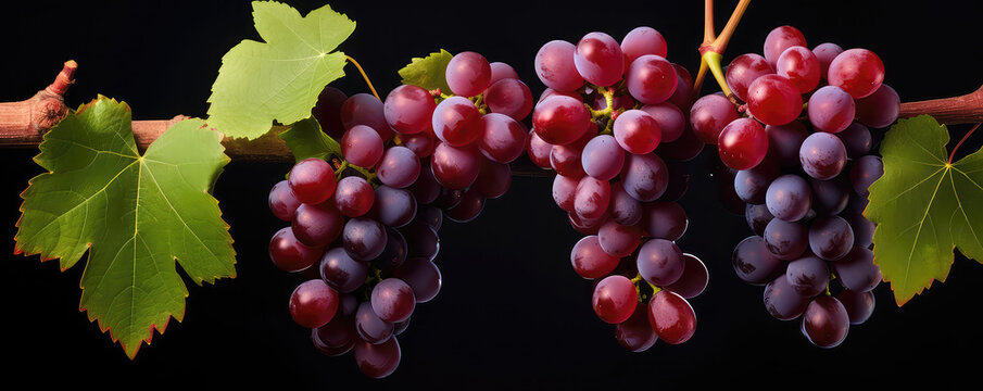 Red Wine Grapes Flourish On The Vine, Natures Abundance
